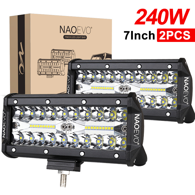 NAOEVO 7 インチ LED バーライトオフロード 240 ワット 12 V 24 V コンボビーム LED ワークランプブラケット Niva lada 4 × 4 トラック ATV アクセサリー