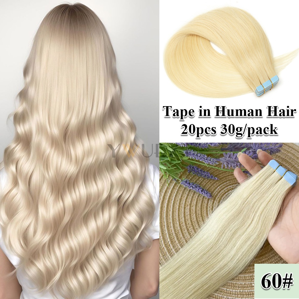 目に見えないテープ人毛エクステンション 20 個 30 グラム/パックナチュラルストレートマシンレミーヘア着脱が簡単 12 インチ-20 インチ