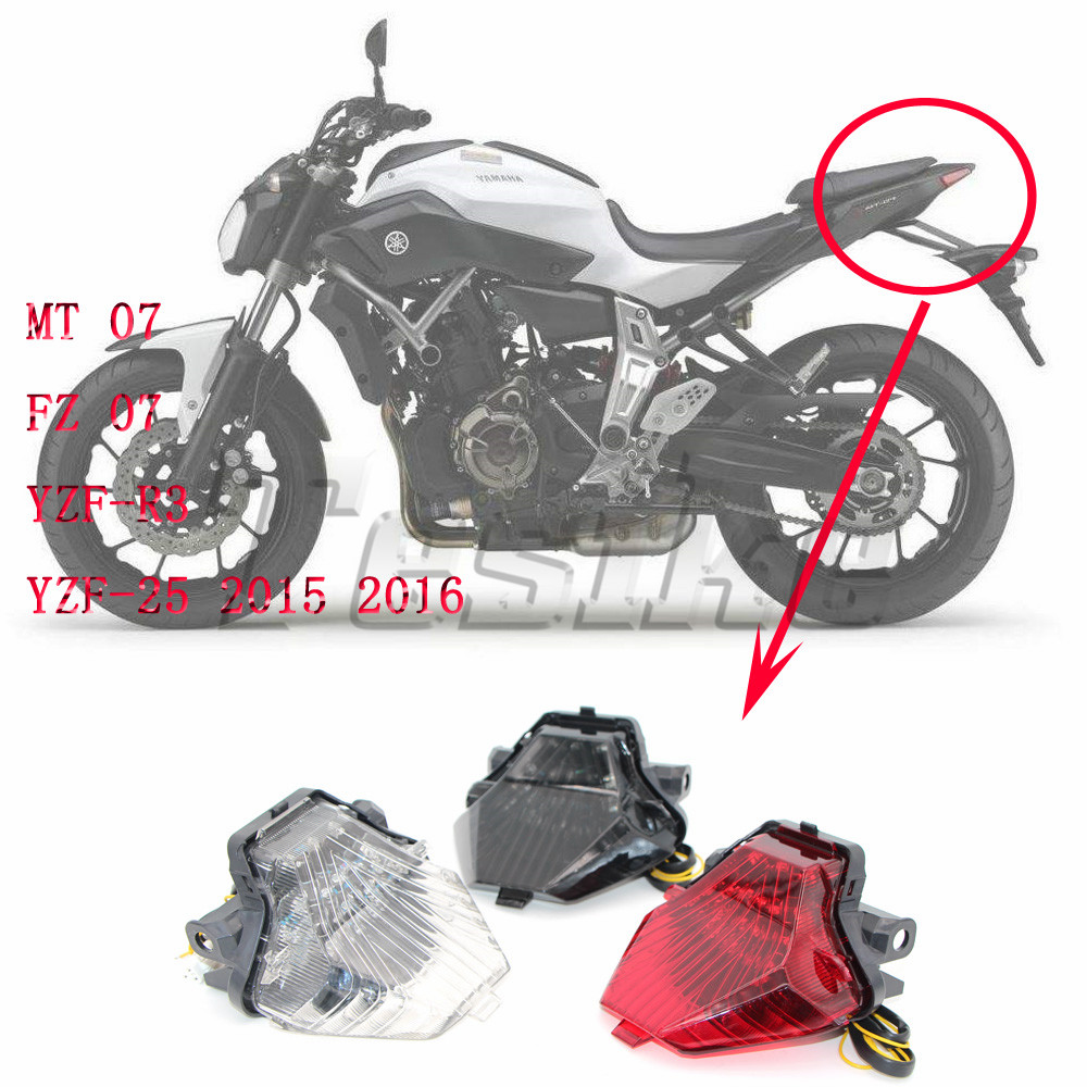 LED オートバイテールライトヤマハ YZF R3 YZF-R25 FZ07 MT07 FZ MT 07 2015 2016 ディーゼルクロームブレーキウインカー統合
