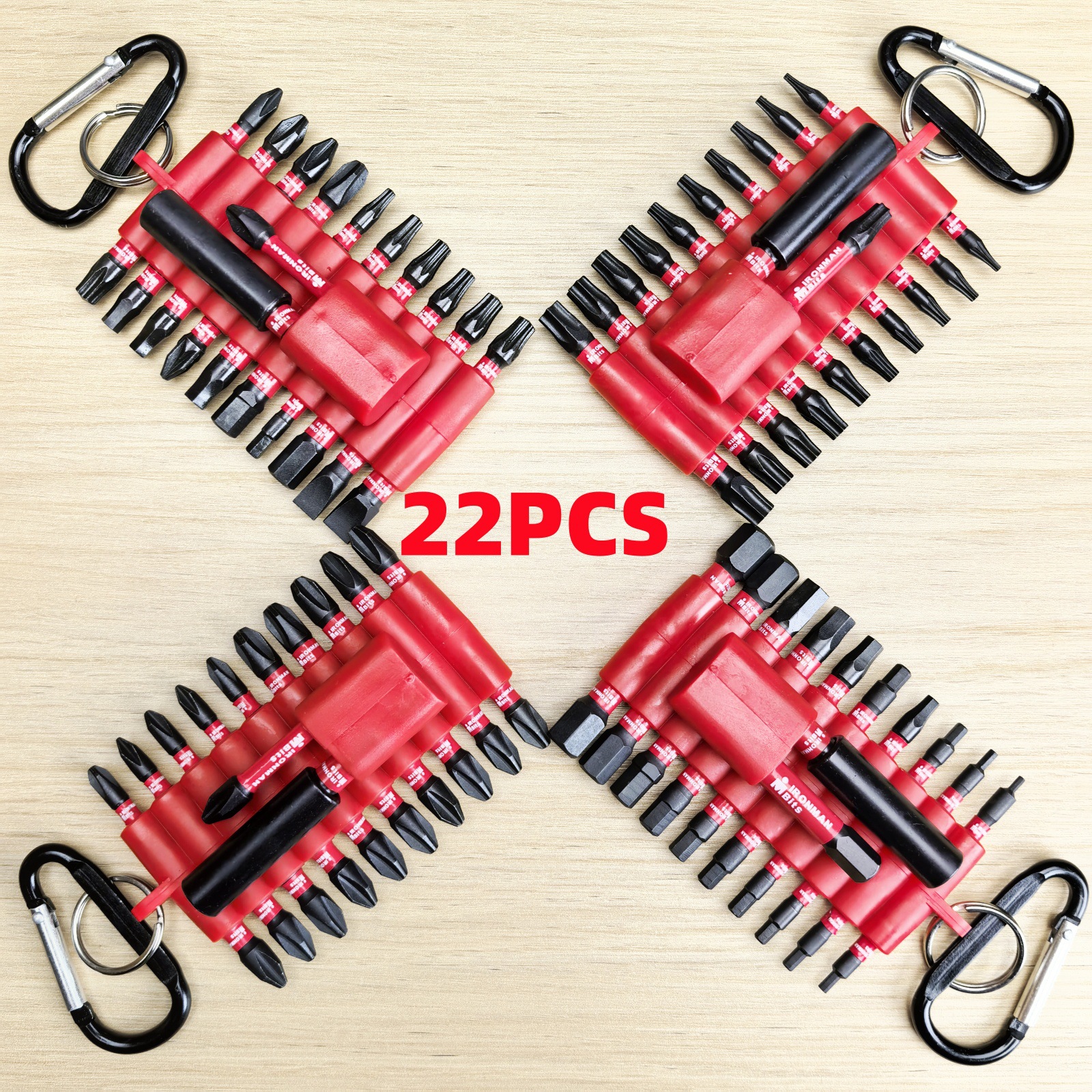 22 個インパクトドライバービットセット S2 鋼プラス六角トルクスドライバービット磁気パワードリルツールキット耐衝撃ビットセット