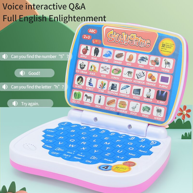 2～3歳の子供向けの英語学習用小型ラップトップおもちゃ。 Aphabet ABC.数字.単語.スペル.数学.音楽用の男の​​子と女の子のコンピューター