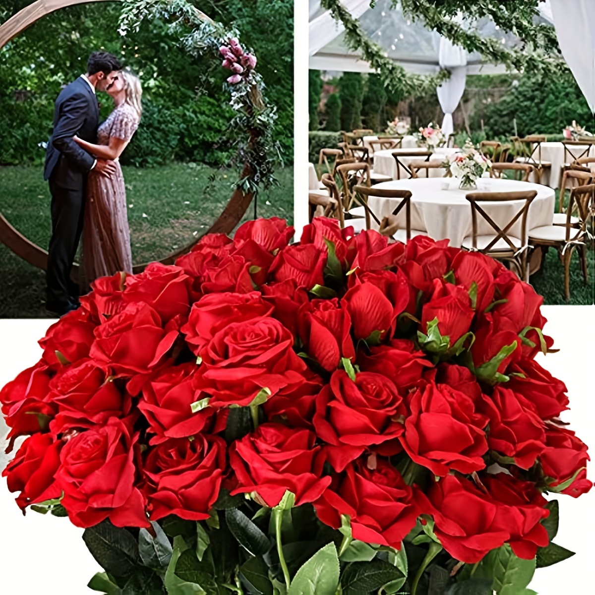 結婚式、誕生日などのフラワーアレンジメントや室内装飾用のリアルな造花バラの花束20個。