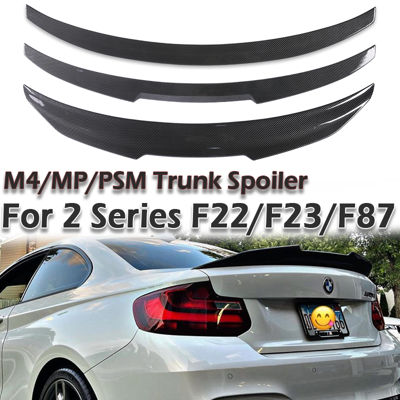 リアバンパースポイラーリップカーボンファイバー MP M4 PSM スタイル屋根トランクウイングテール BMW 2 シリーズ F22 F23 F87 2014 -2021 グロスブラック