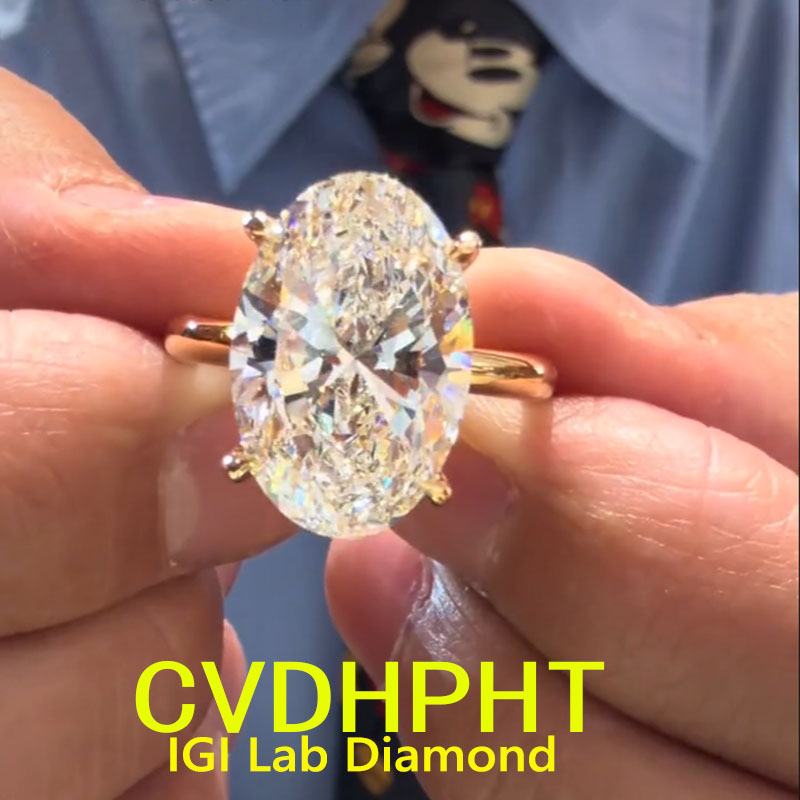 大きな楕円形 8ct 6ct 5ct ラボ グロウン ダイヤモンド リング IGI EF-VS1、工場出荷時の本物の 14K ゴールド リング 結婚指輪 婚約指輪