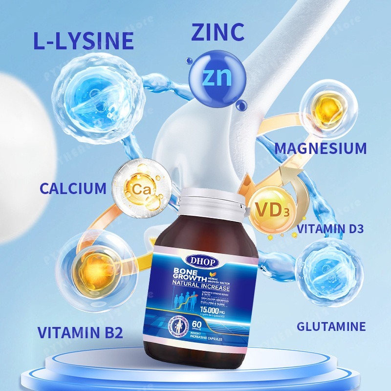 Bone Health Support Capsules with Calcium Vitamin D3 Zinc Magnesium and L-Lysine, Daily Mineral Supplement Nutritional Support