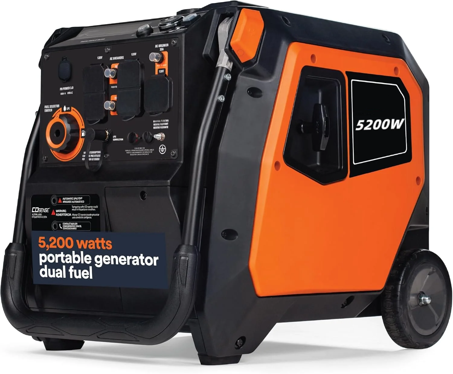 YHS 5200ワットデュアル燃料ポータブルインバーター発電機4ストローク空冷エンジン自宅バックアップキャンプ用