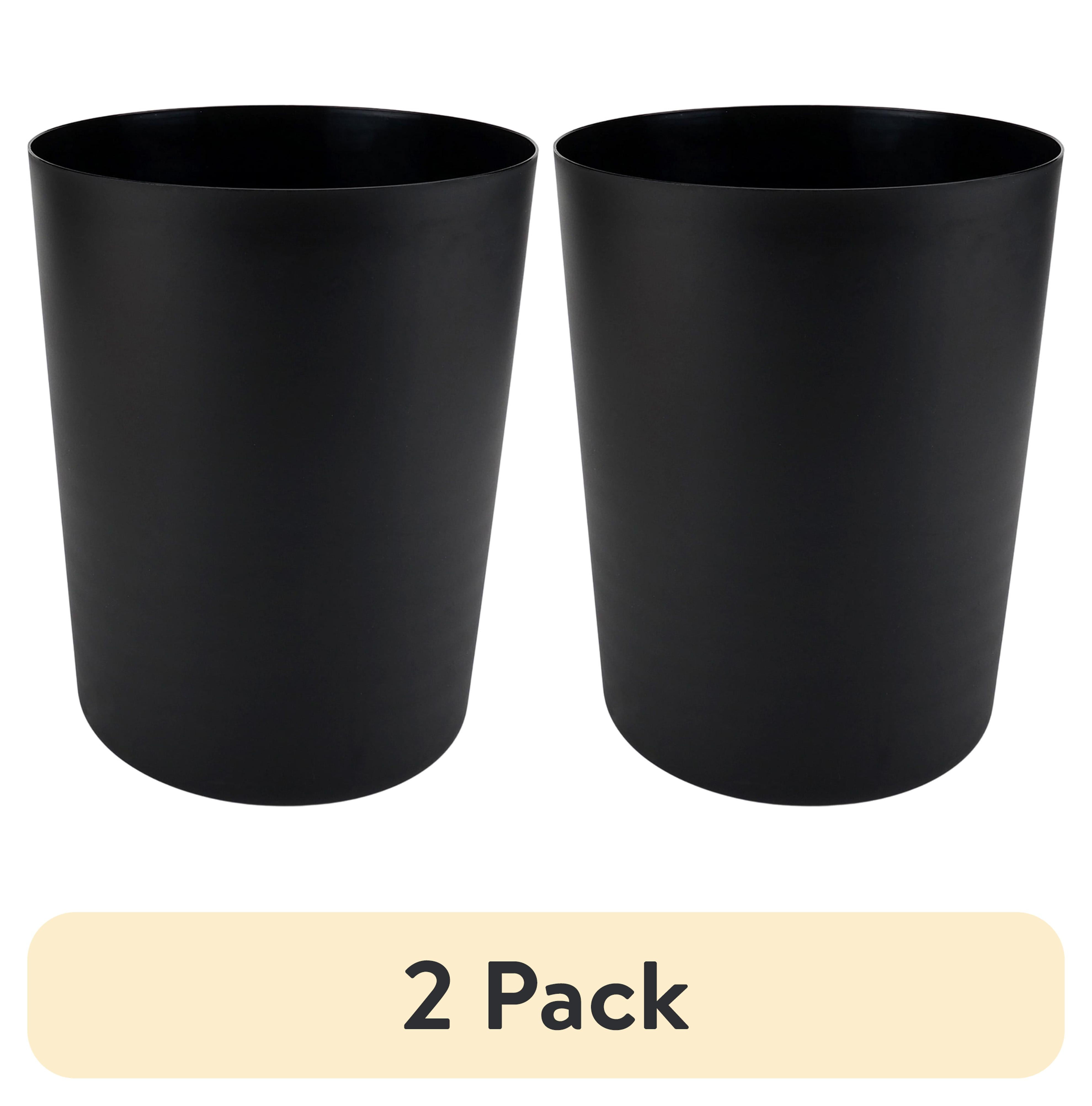 (2パック) Mainstays バスルームゴミ箱 5ガロン プラスチックゴミバケツ 蓋なし ブラックマット