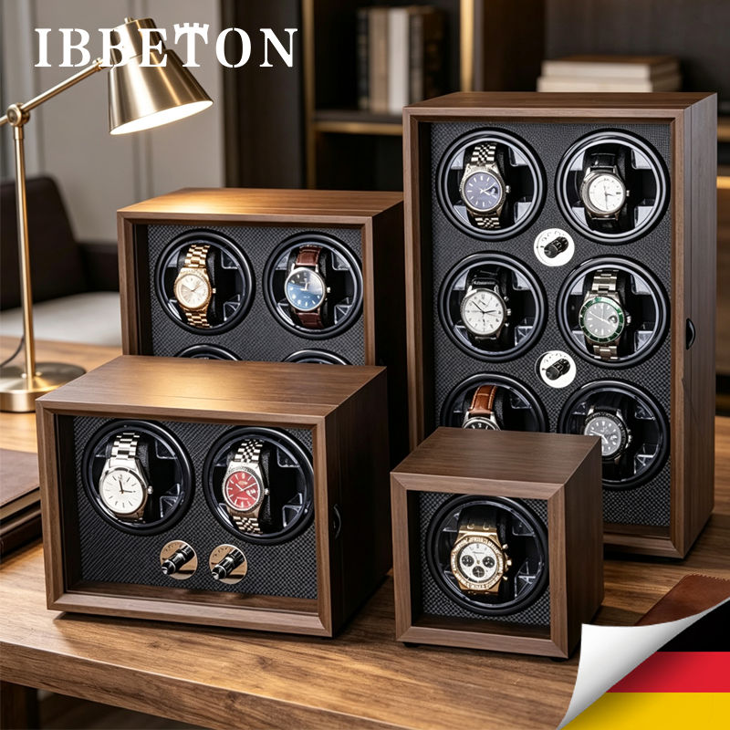 IBBETON ブラックウォールナット木目木製自動機械式ウォッチワインダーマルチウォッチ家庭用時計ボックスケース
