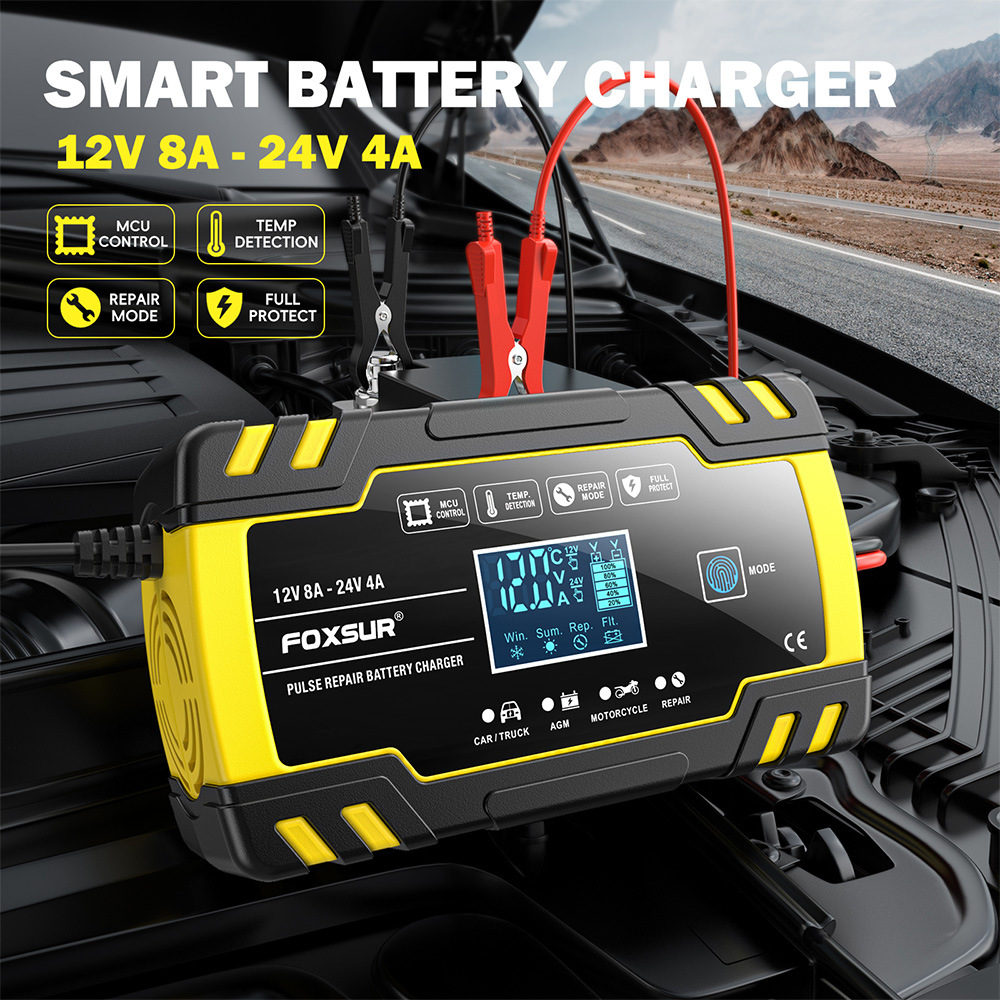 12V 24V オートバイ車のトラックのバッテリー充電器修復ツール AGM 充電器車両バッテリー用