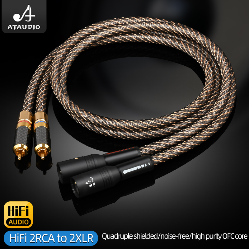 1 ペア HiFi RCA to XLR オーディオケーブル OFC ミックスシルバー 4 層シールド 2 RCA オス - 2XLR メスケーブル CD DAC ミキサー用