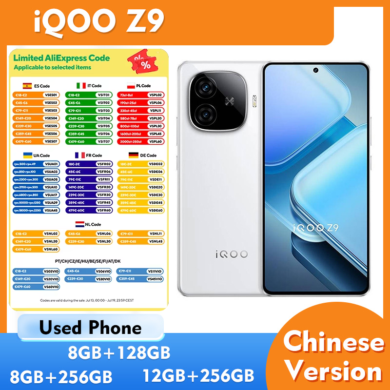 iQOO Z9 5G ROM 128GB/256GB スマートフォン Android 144hz リフレッシュラット 6.78 インチ 2800x1260px 50MP 6000mAh 中古電話