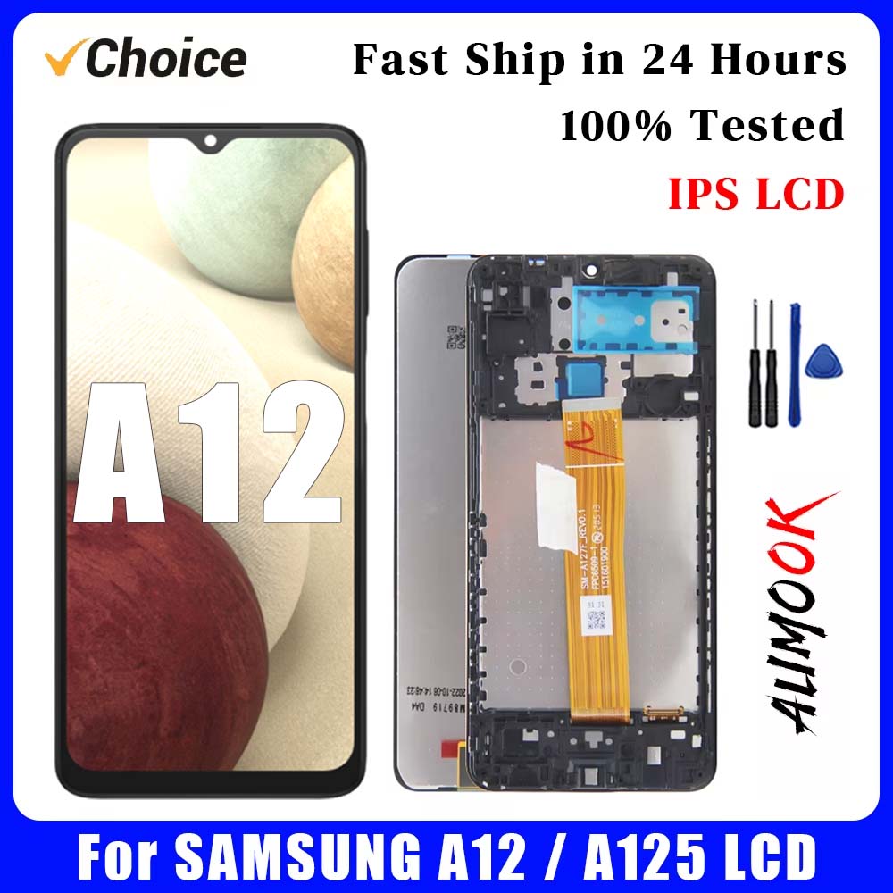 サムスン A12 AAA IPS 液晶ディスプレイタッチスクリーンデジタイザアセンブリ Pantalla サムスン A125 フレーム Lcd ディスプレイ
