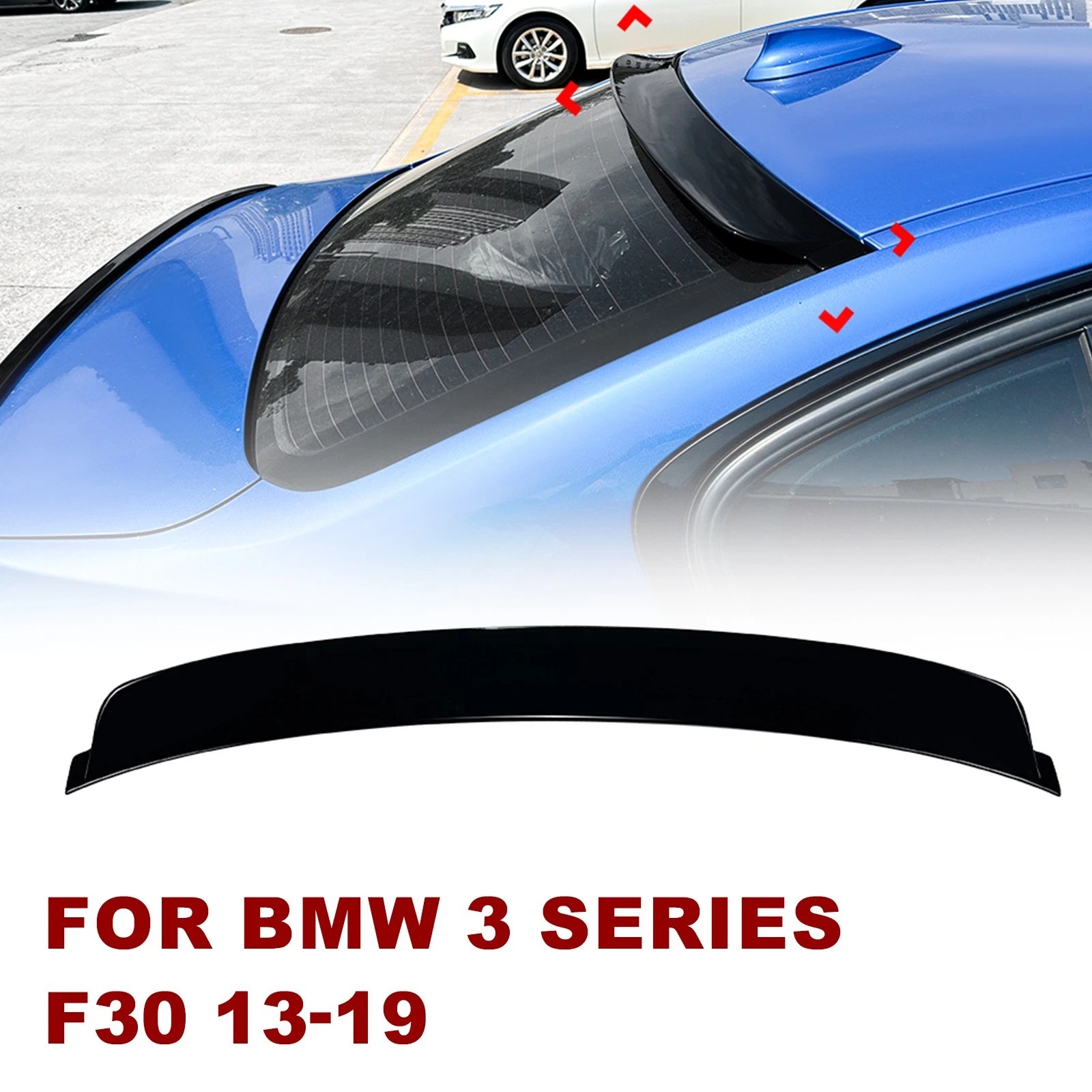 光沢のある黒の車のルーフスポイラーリアウィンドウアッパーウイングテールリップ BMW 3 シリーズ F30 2013 2014 2015-2019