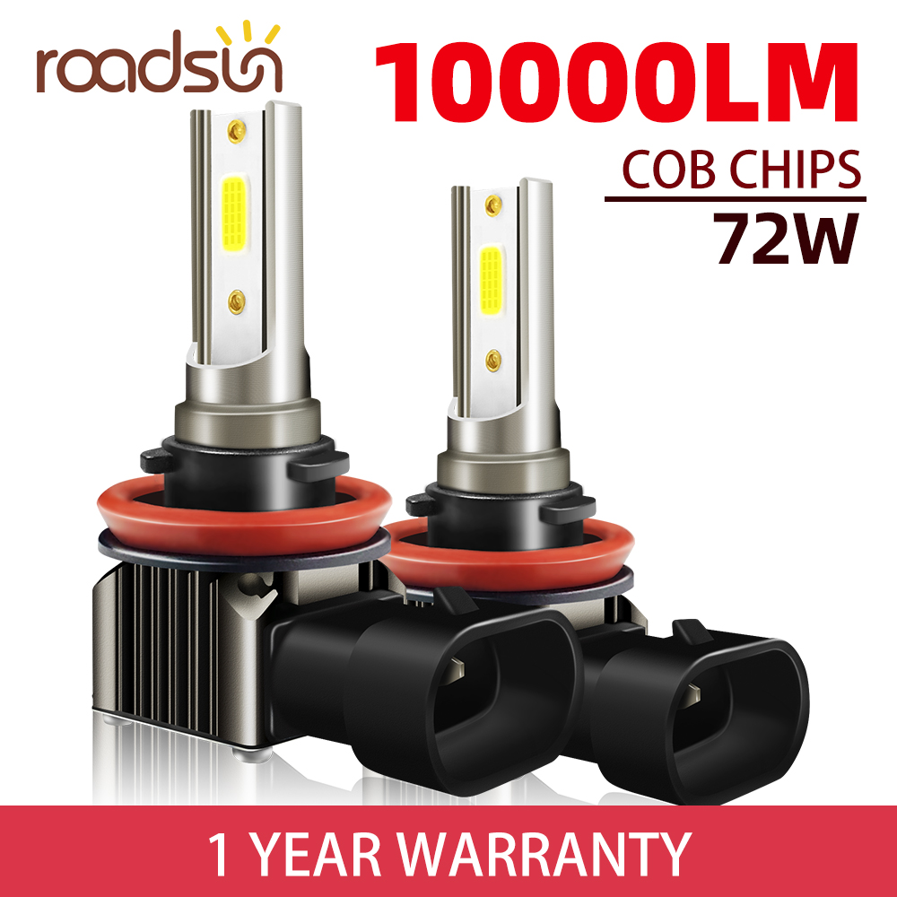 Roadsun LED H11 ヘッドライト H1 H4 H7 9006 HB4 9005 HB3 6000K 10000LM オートランプ超高輝度車フォグランプデイランニングライト