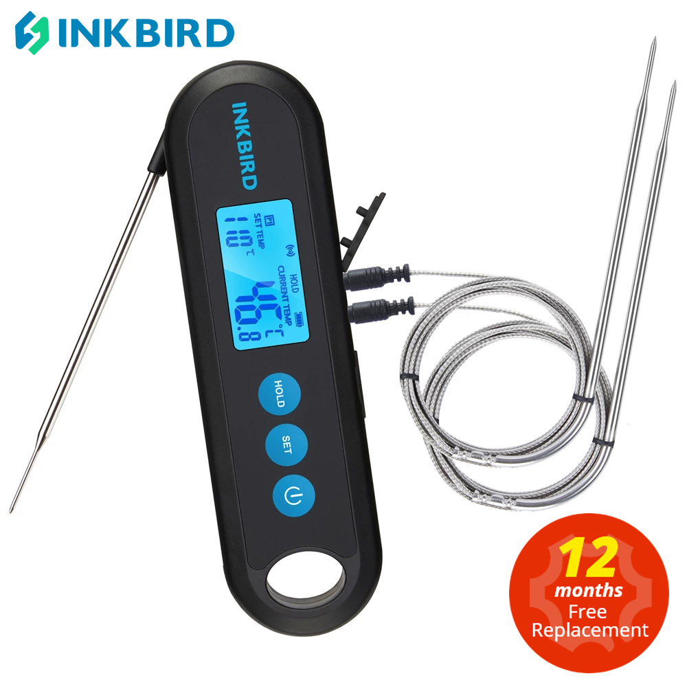 INKBIRD デジタル肉温度計 2 秒インスタント読み出し IHT-2PB 外部プローブ付き Bluetooth バックライトディスプレイグリルバーベキュー用