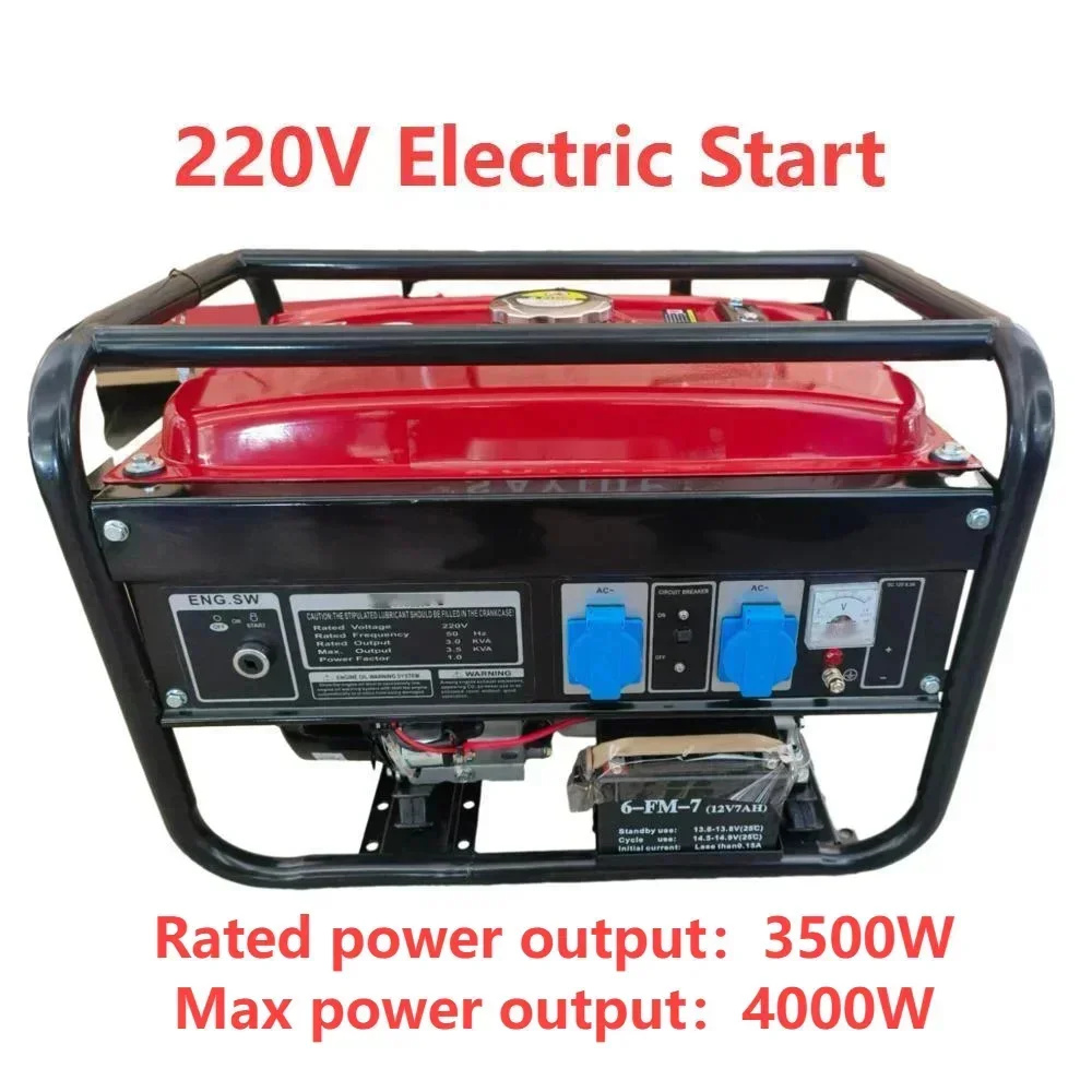 220V 4KW 7HP 家庭用屋外電気スタート発電機単相 4 ストローク発電機パネルデュアル電源タイヤなし