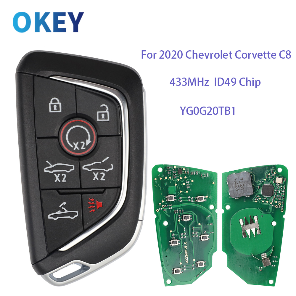 Okey リモート車のキー 433MHz ASK シボレーコルベット C8 2020-2022 YG0G20TB1 スマート P/N: 13538852 13545155 13538851 13538850