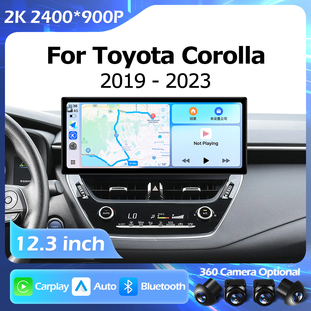 Android OS 12.3 インチトヨタカローラ 2019-2023 E210 カーラジオマルチメディアビデオプレーヤーナビゲーション GPS 自動 Carplay Bluetooth