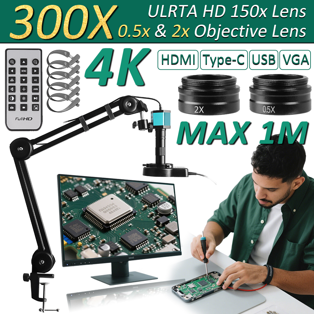 IMX415 4 18K 300x デジタル顕微鏡はんだ記録用 48MP 産業用電子顕微鏡電話修理ジュエリー修理