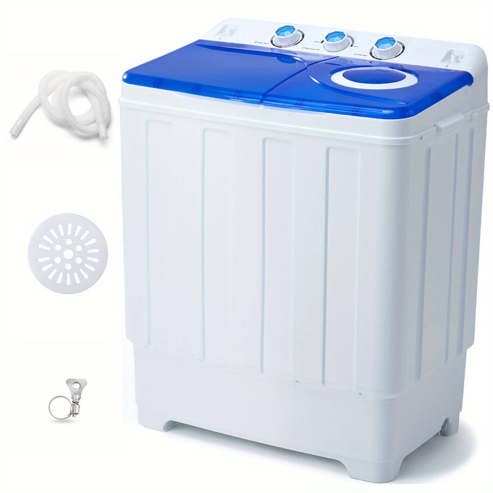 [Portable Washer Dryer] 28Lbs Capacity Portable Washing Machine Twin Tub - Compact Washer And Spinner Dryer Combo With Drain Pump - Semi Automatic Washing Machine For Apartments, Dorms, RVs, Camping
