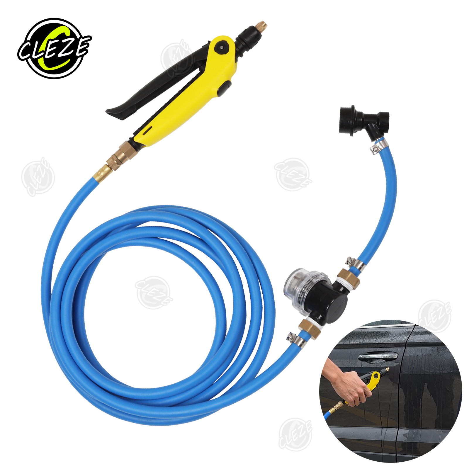 CLEZE 19 フィート高圧 PPF カーラッピング洗浄水ホース ノズルスプレーガン付き ティントスプレー樽用