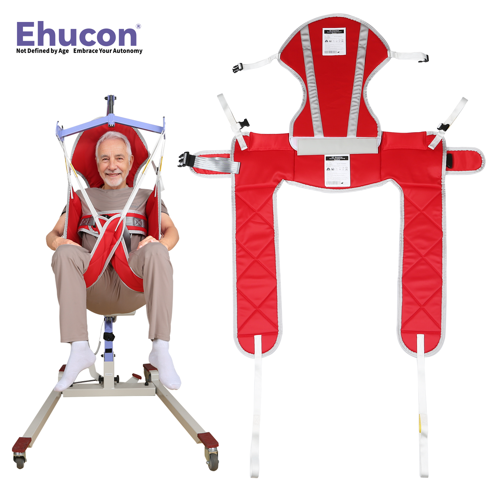 Ehucon 患者ハーネスリフト衛生スリング医療ホイスト高齢者移動便器トイレ補助ヘッドサポート付き SWL 230kg