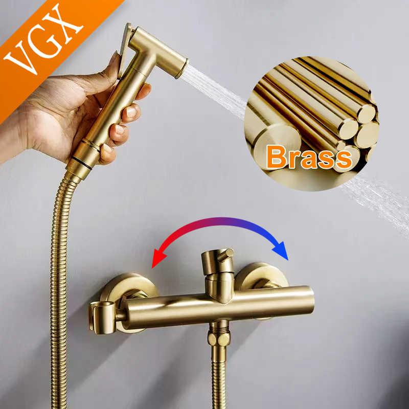 VGX 真鍮ビデ蛇口セットハンドヘルド Ducha Higienica ホットコールドトイレクレーン女性洗濯機浴室 Shattaf スプレー衛生シャワー