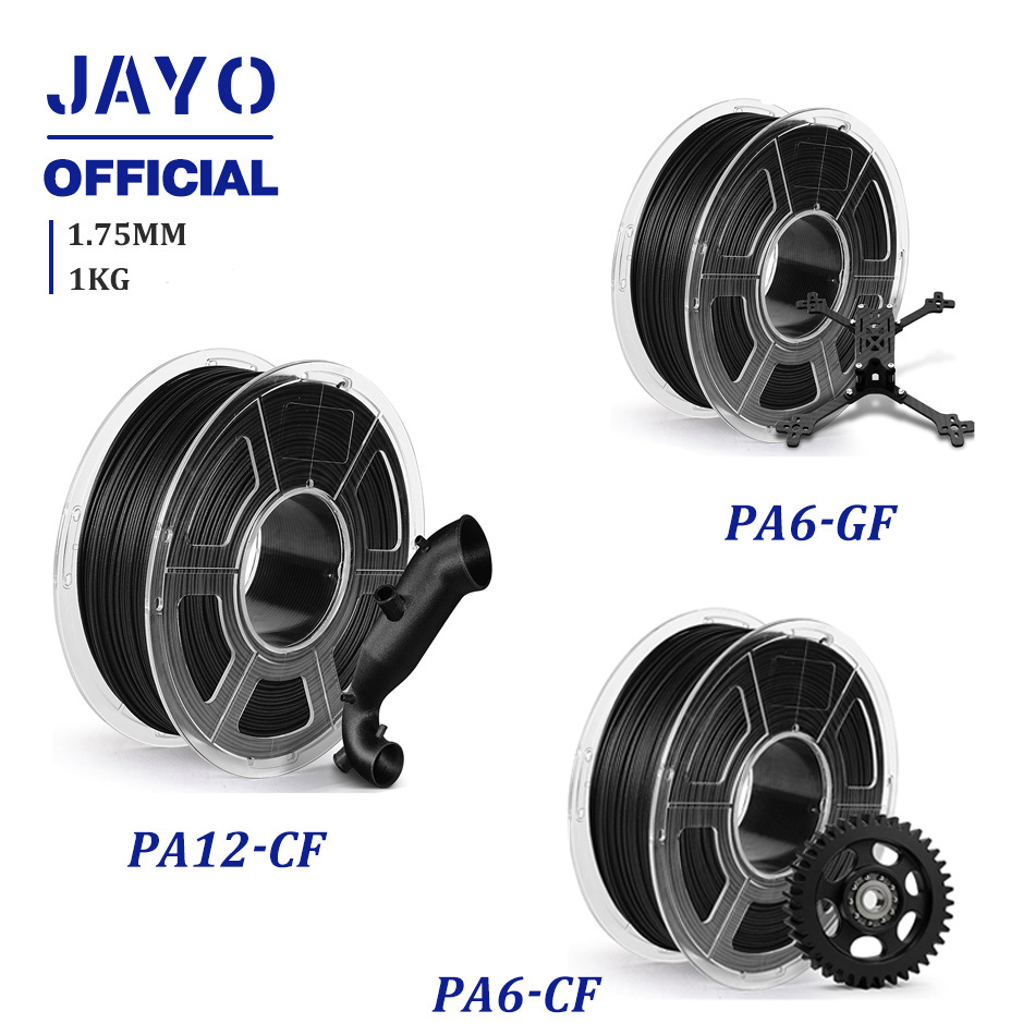 JAYO PA ナイロンフィラメント 1.75 ミリメートル PA6-CF/PA6-GF/PA12-CF/イージー PA ナイロン 3D プリンタフィラメント優れた靭性 1 キログラム/ロール