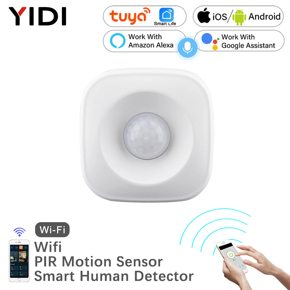 Tuya Smart WiFi PIR Motion Sensor Human Detector Smart Life Tuya App Remote Control Alarm System Smart Body Movement Sensor