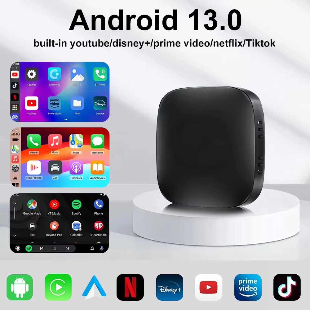 Android13 CarPlay Android Auto A133 Ai ボックスワイヤレスボックス Netflix YouTube ワイヤレス Carplay 車スマートシステム有線 Carplay 用