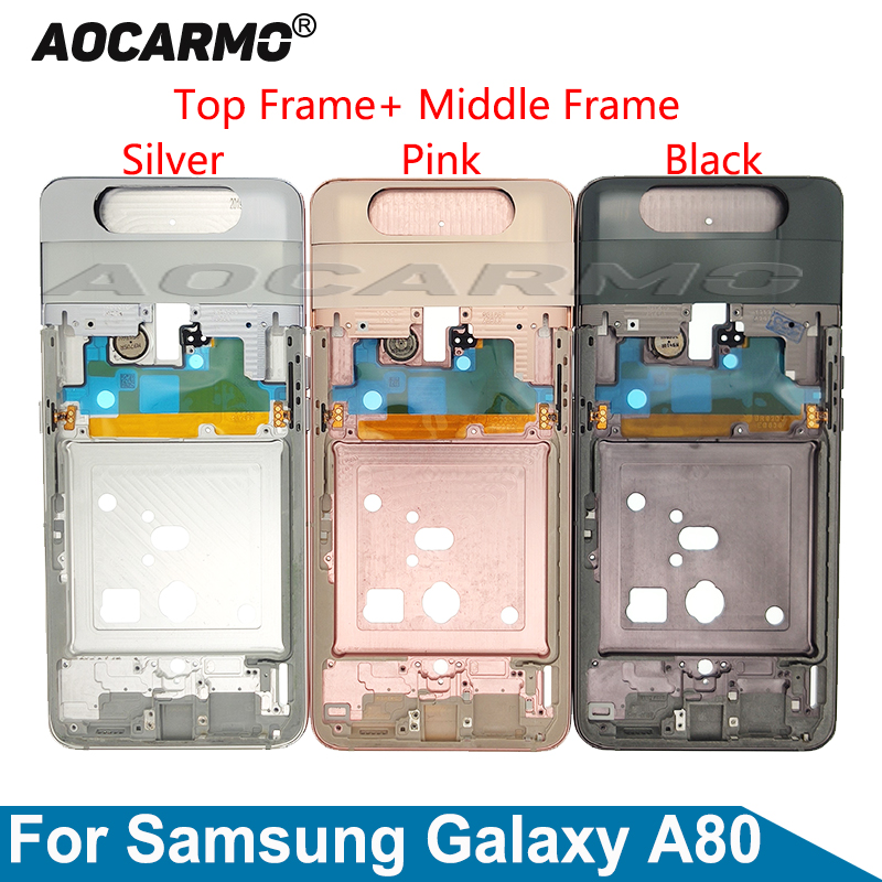 Aocarmo サムスンギャラクシー A80 A805F ミドルフレームカメラフリップブラケットとトップフレーム交換部品