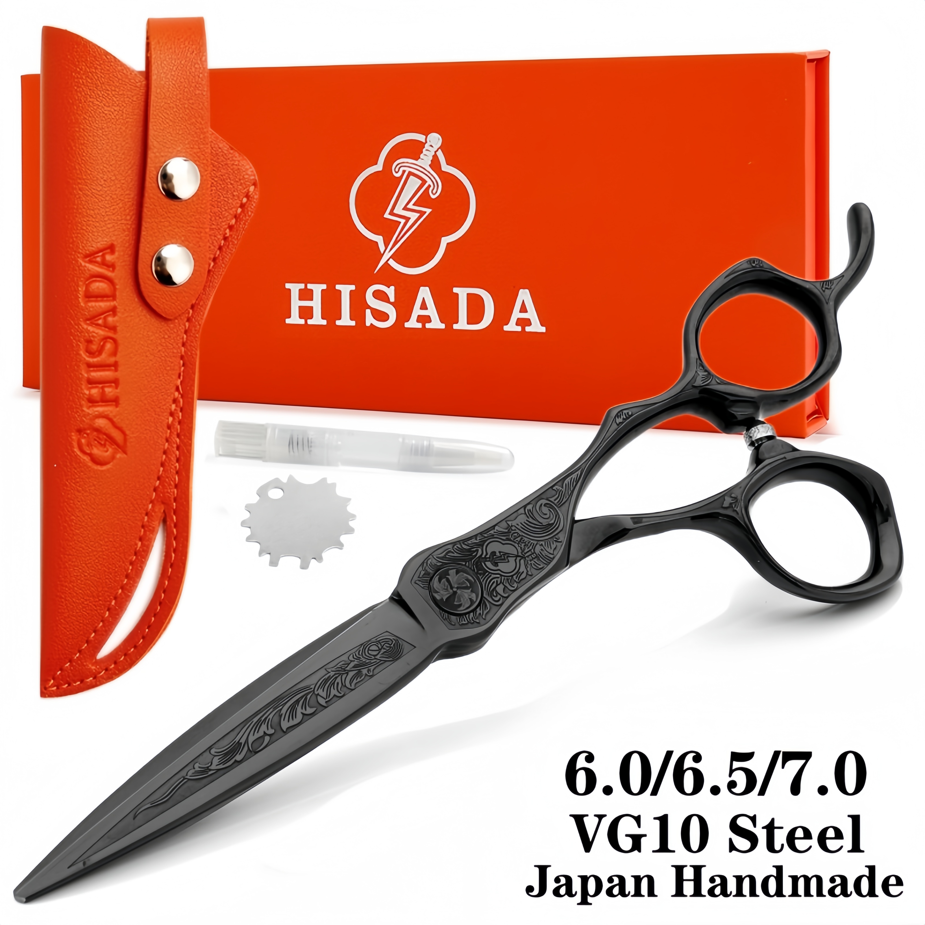 HISADA プロ理髪はさみ日本製手作り VG10 素材はさみ 6.0/6.5/7.0 インチはさみ理髪店アクセサリー