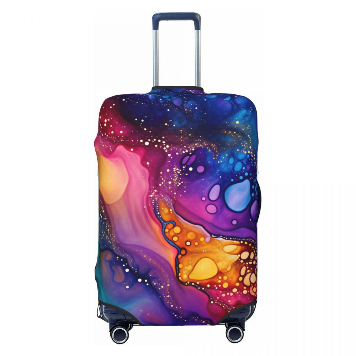 Alcohol Ink Marble Pattern With Gold Glitter Luggage Cover Elastic Travel Suitcase Protective Covers Fits 18-32 Inch