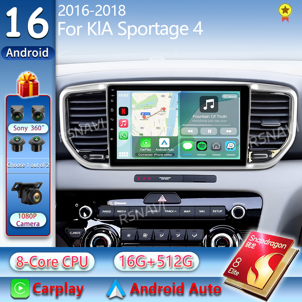 アンドロイド 16 車マルチメディアラジオ起亜 Sportage 4 2016 2017 2018 2019 ワイヤレス Carplay Android 自動クアルコムカーステレオ 4 グラム Wifi