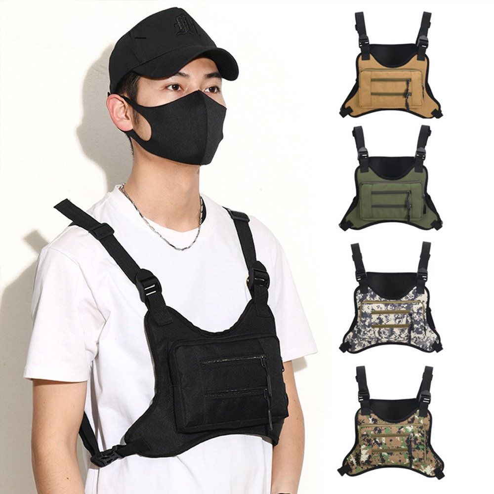 デジタル迷彩タクティカルチェストパック男性用新多機能屋外サイクリングベストバッグ防水耐摩耗性スポーツチェストリグ