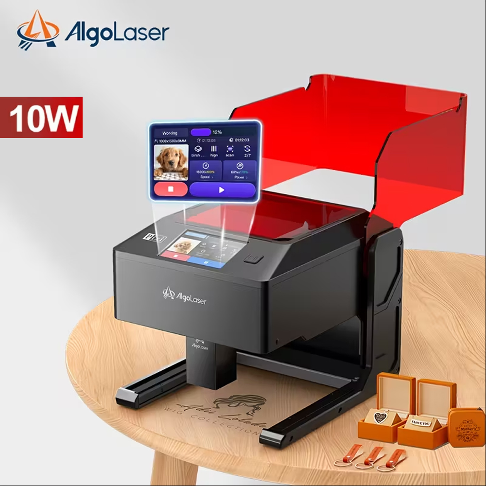 AlgoLaser PIXI 10 ワット DIY レーザー彫刻カッターポータブル高速彫刻ステンレス鋼木材ガラス焼付塗装金属切断木材