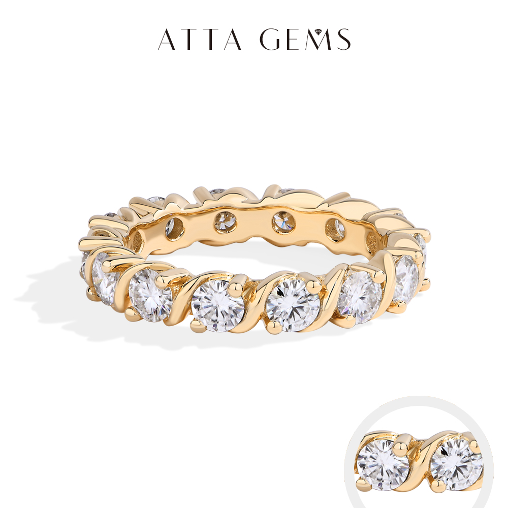ATTAGEMS フルモアッサナイトリング D カラー VVS1 ラウンドカット 3.5 ミリメートル S925 スターリングシルバー女性のための婚約結婚指輪ファインジュエリー