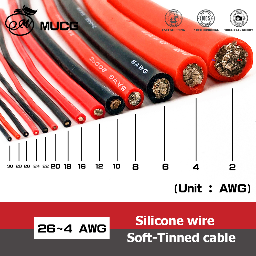 シリコンケーブル赤黒ワイヤーカーバッテリー自動車配線電線 10awg 8awg 6awg 4awg 2awg 18 16 14 12 10 8 6 4 awg