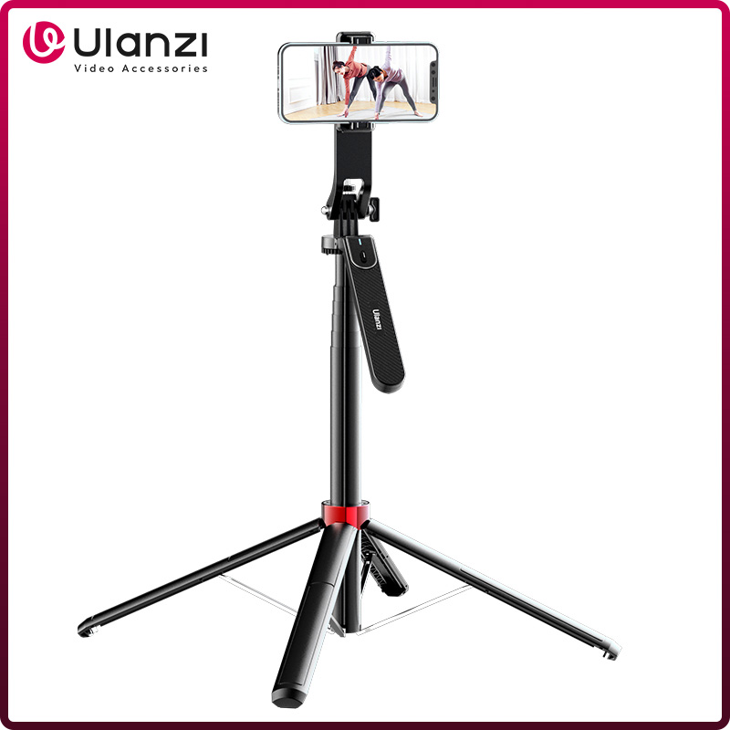 Ulanzi MA09 1.8M Bluetooth リモコン Selfie スティック三脚 1/4 インチネジ付き 360° 回転可能な電話スタンド ライブストリーミング Vlog 用