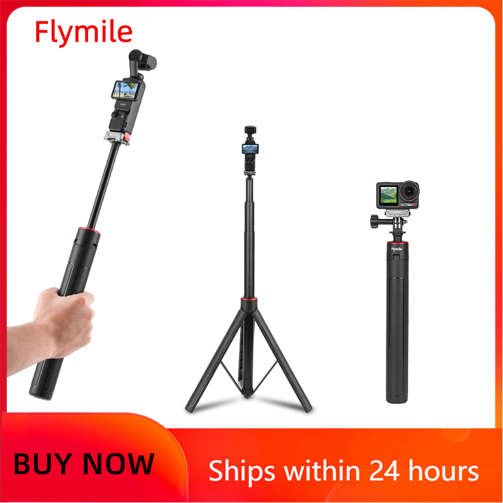 Flymile 三脚 Selfie スティック Vlog ハンドル DJI Pocket 3/Action 5 Pro/Insta360 X5/Gopro アクセサリー用 62.99/55.1インチ 拡張可能