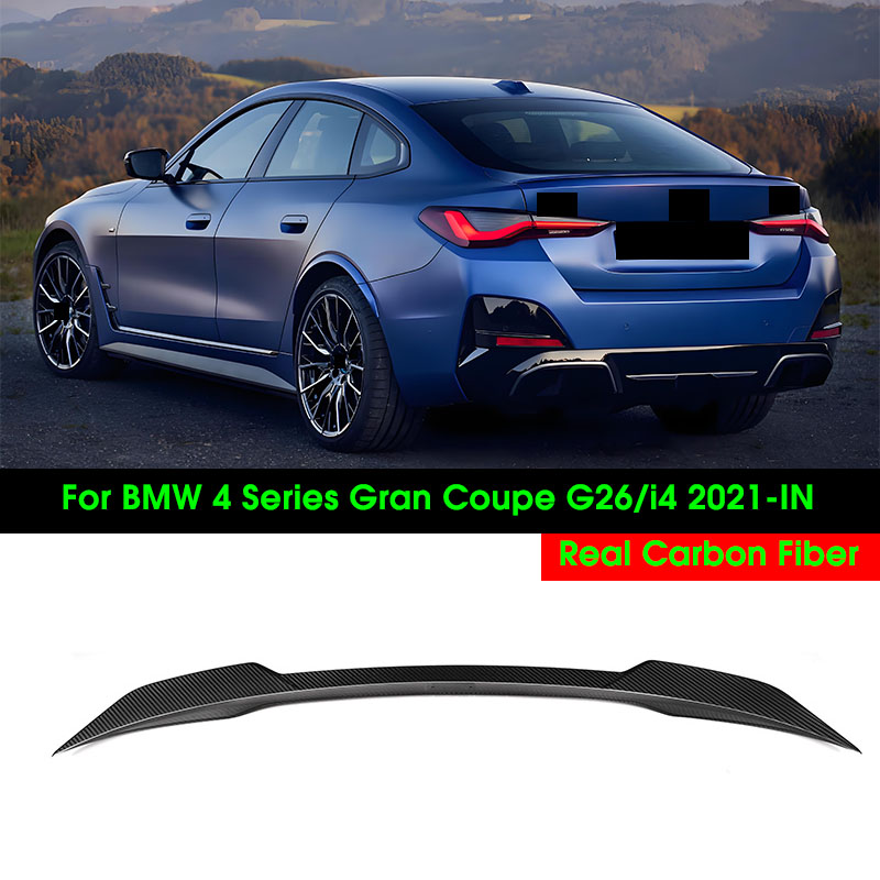 リアトランクスポイラーウィングリアルドライカーボンファイバーローキックデッキテール BMW 4 シリーズグランクーペ G26/i4 2021-IN 車トランクリッドリップ