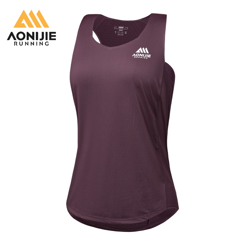 AONIJIE FW6268 女性ランニングタンクトッププロフェッショナルクイックドライマラソンシングレット通気性レーシングノースリーブ Tシャツフィットネスベスト