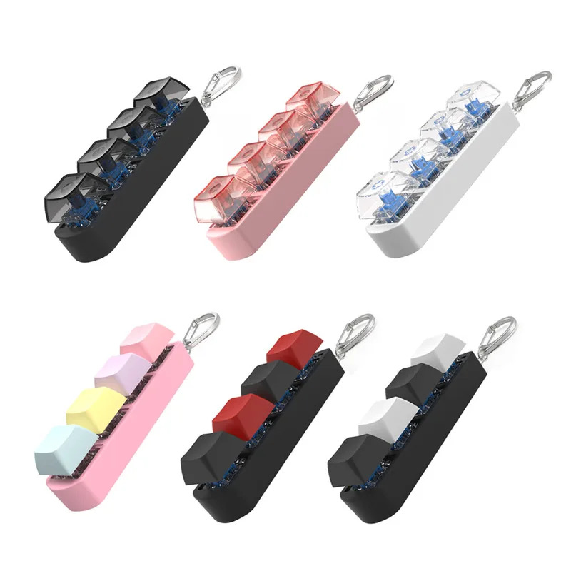 4 キー指ボタン抗ストレスおもちゃメカニカルキーボードキーキャップオフィス減圧鎮静キーホルダーギフト子供大人のため