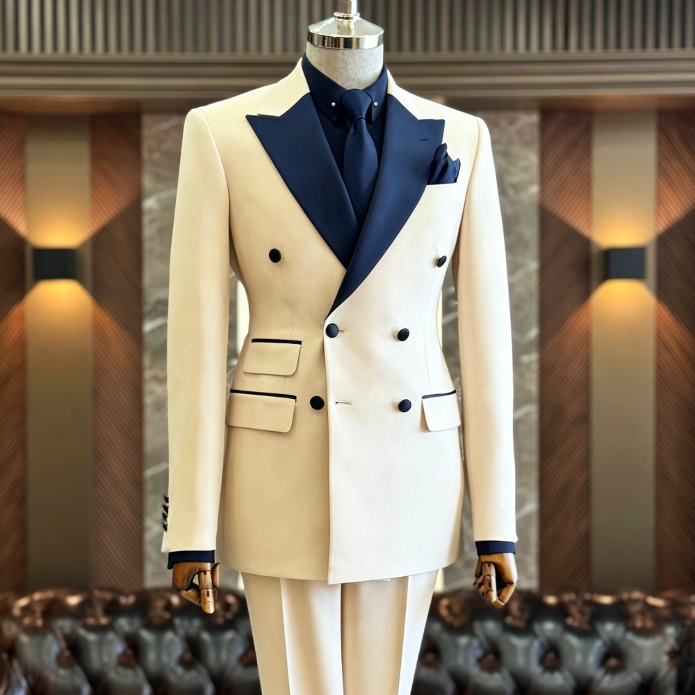 Double Breasted Wedding Suits for Men Slim Fit Groom Tuxedo 2 Pieces Formal Blazer with Pants Set for Guest Prom Party 2026