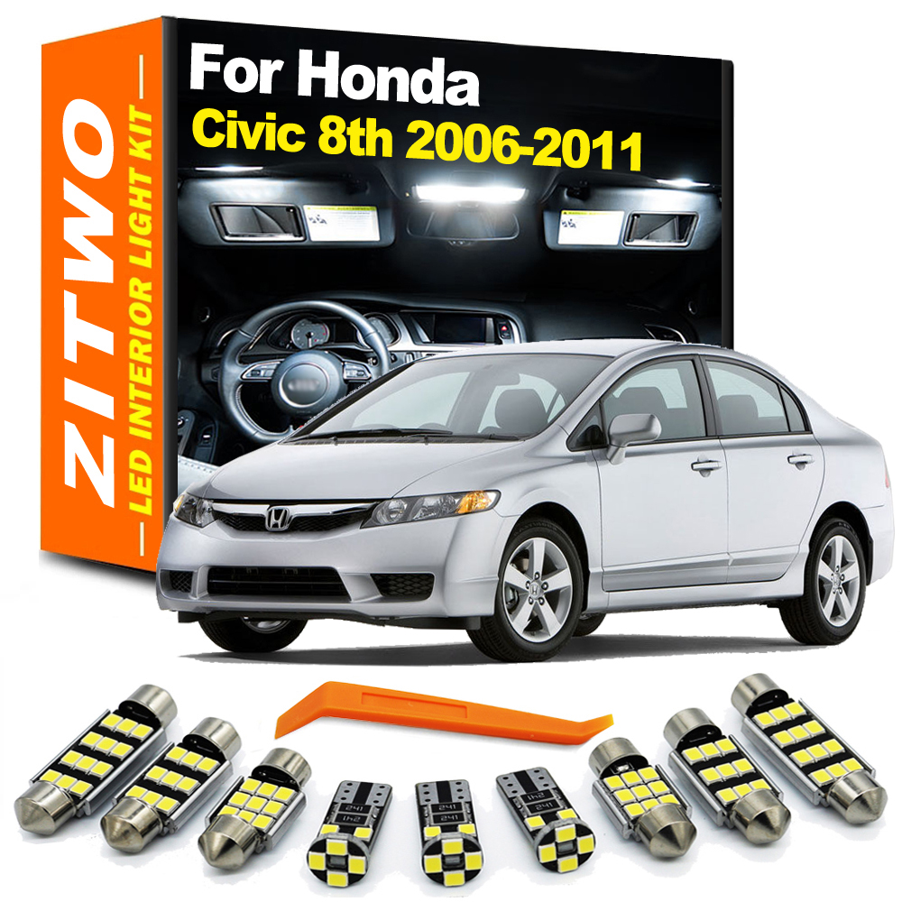 ZITWO 11 個ホンダシビック 8 MK8 第 8 世代 2006 2007 2008 2009 2010 2011 LED インテリアドーム荷物ライトライセンスプレートランプキット