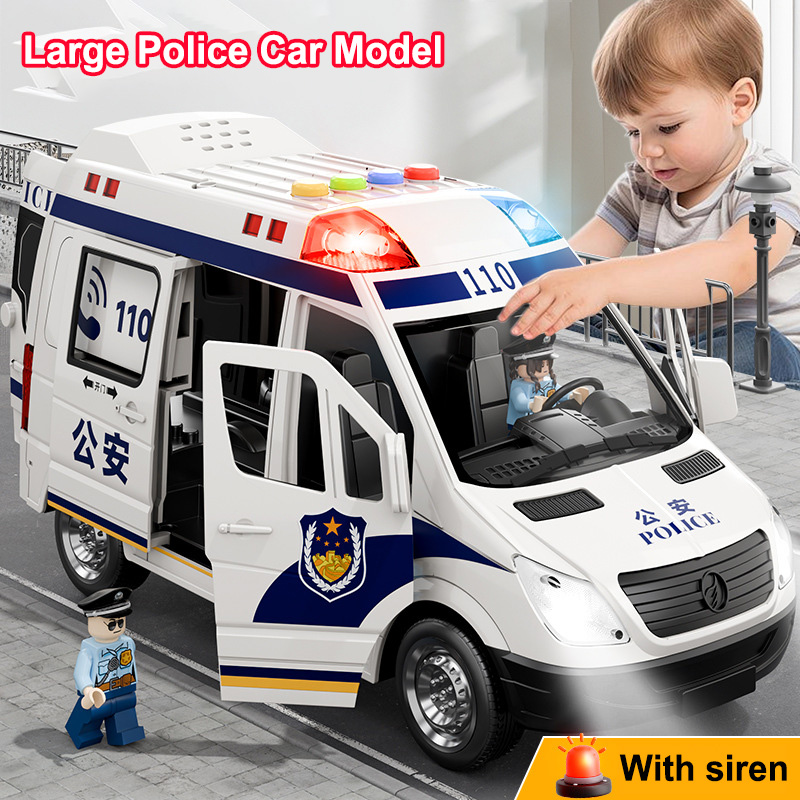 新しい大型救急車モデルセットシミュレーション軽音楽パトカー消防車のおもちゃ 3 人形子供の教育車のおもちゃギフト