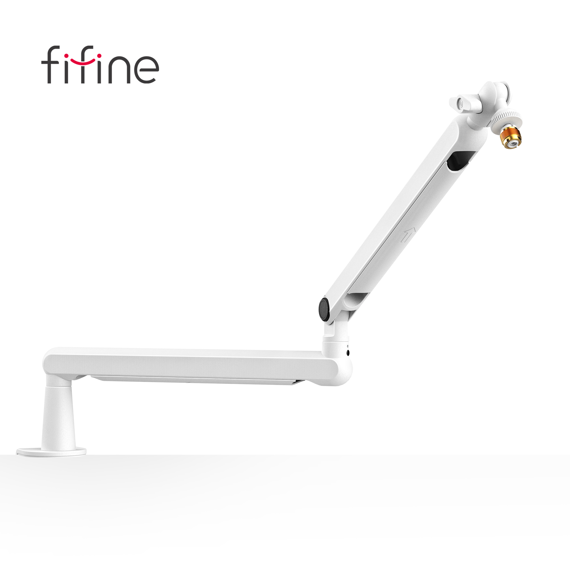 FIFINE マイクブームアーム、デスクマウントクランプ付き調節可能なロープロファイルマイクアーム、ストリーミングゲーム用ケーブルストレージ-ホワイト BM88W