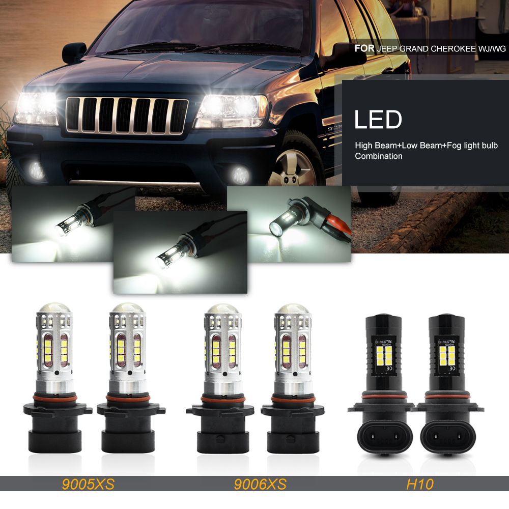 LED アップグレードヘッドライト交換ジープグランドチェロキー WJ/WG 1999-2004 9005XS 9006XS 9055 9140 9145 バンパードライビングライト