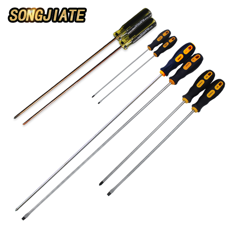 SONGJIATE エクストラロングマイナスプラスドライバー 梅の花 300mm 耐久性のある精密チップ付き 深いアクセス用