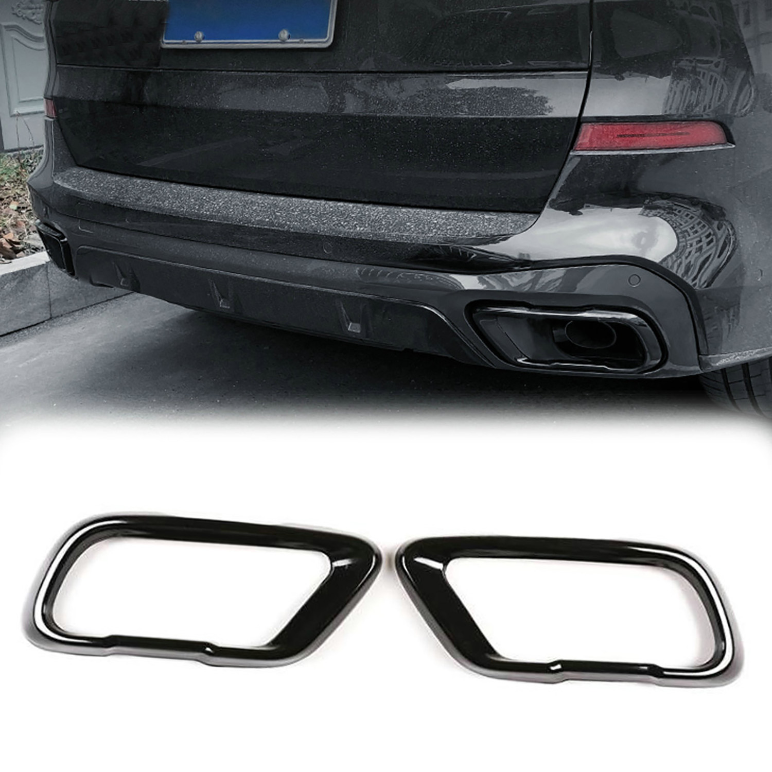 2 個黒排気マフラーテールパイプカバー 2019-2023 BMW X5 G05 X6 G06 X7 2019-2023 カーインテリアアクセサリー交換